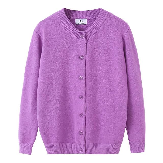 Women Thick Button Down Cardigan Sweaters Crew Neck Medium Weight Long Sleeve