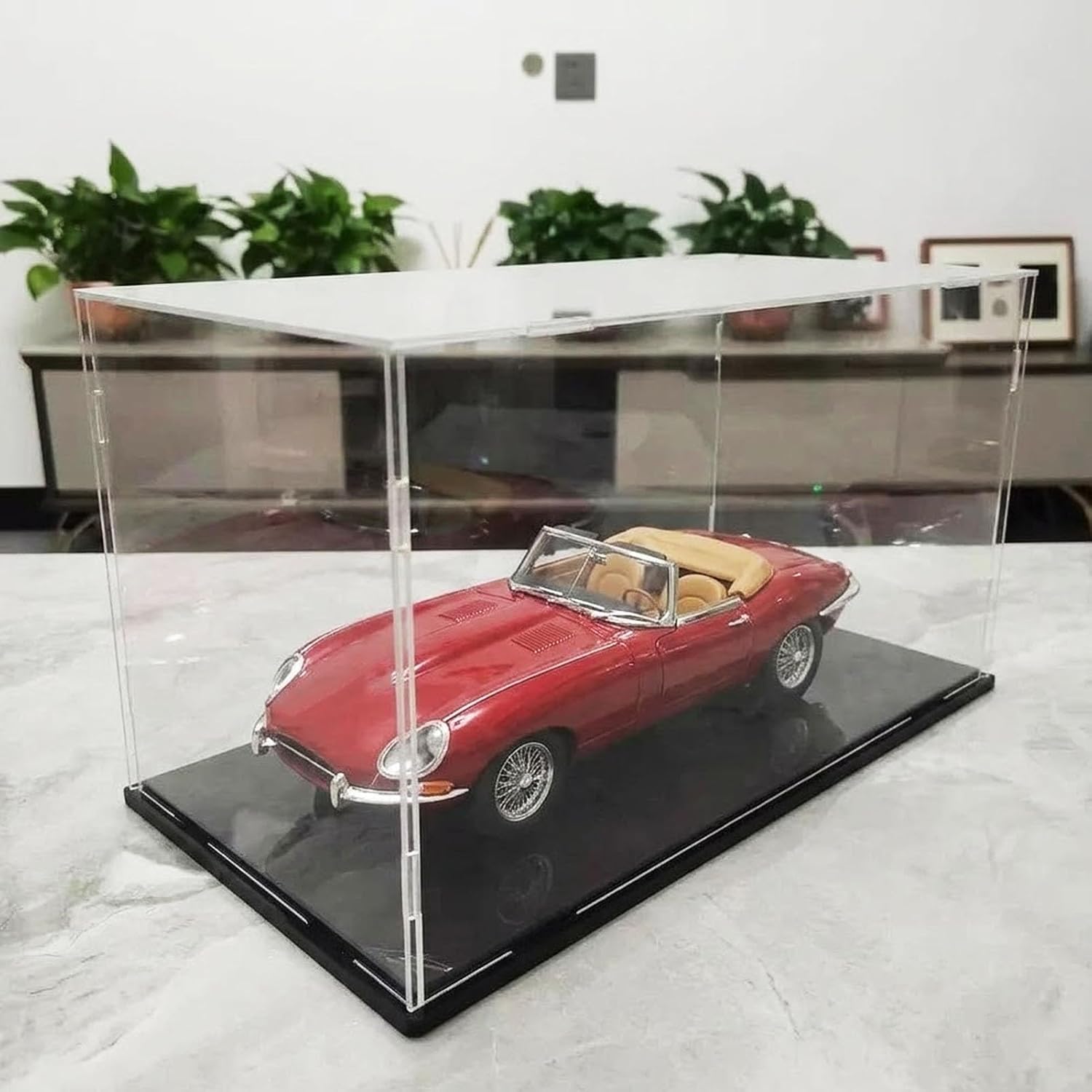 Dustproof Protection Acrylic Case with PVC Base, Stackable Display Box for Collectibles / Action Figures / Memorabilia, Countertop Show Box(Black Base,75x15x15cm)