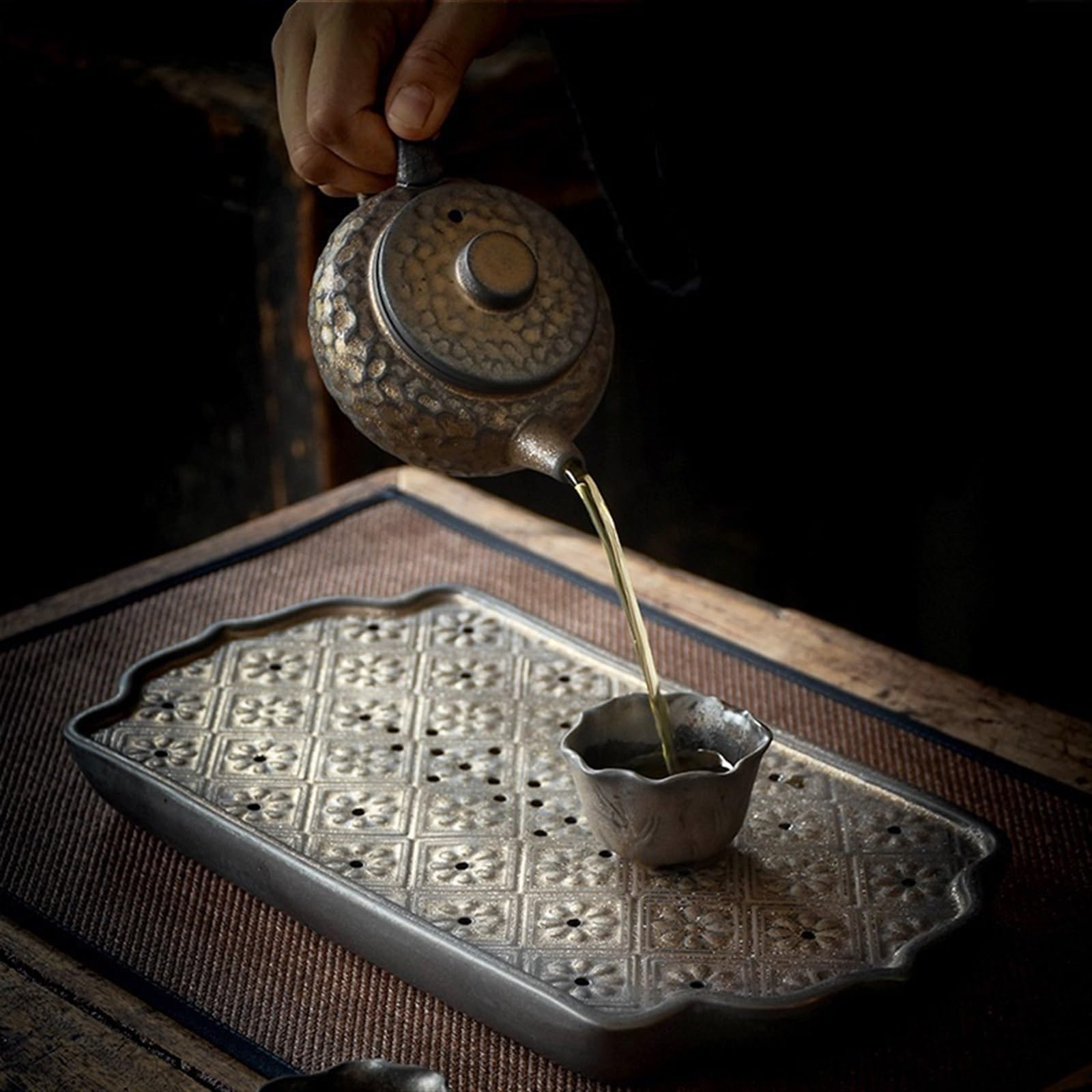 Zestaw do herbaty Gongfu, chiński ceramiczny stolik do herbaty, taca do herbaty, mała taca do przechowywania wody, prosta herbaciarnia z tacą do herbaty, taca do herbaty do gabinetu domowego