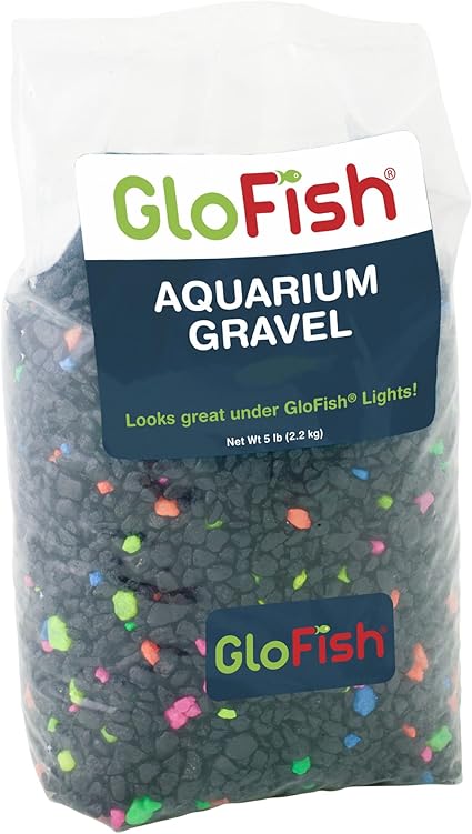 GloFish Aquarium Gravel, Fish Tank Gravel, Black With Fluorescent Accents, Compliments GloFish Tanks, 5 lb Bag