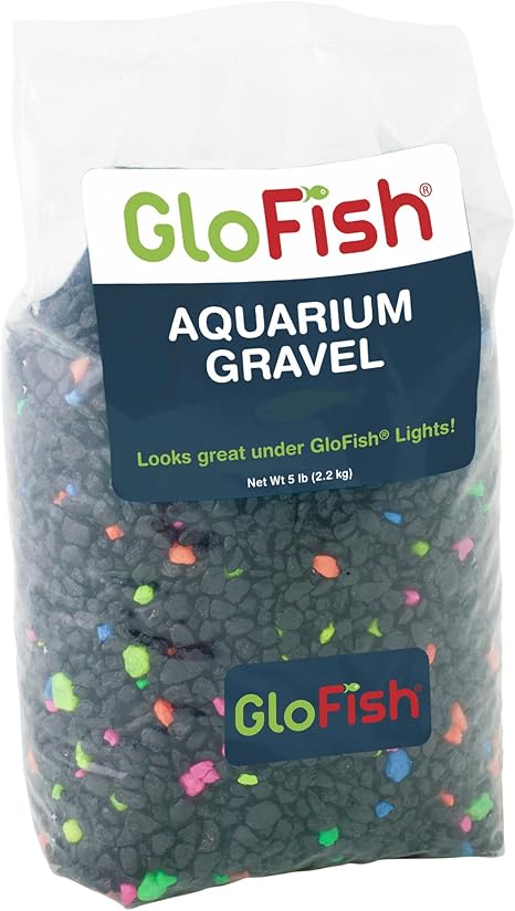 GloFish Aquarium Gravel, Fish Tank Gravel, Black With Fluorescent Accents, Compliments GloFish Tanks, 5 lb Bag