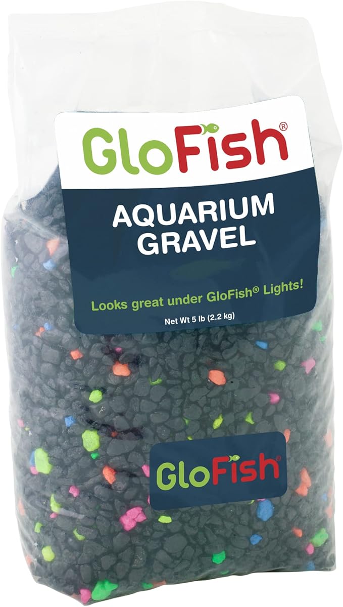 GloFish Aquarium Gravel, Fish Tank Gravel, Black With Fluorescent Accents, Compliments GloFish Tanks, 5 lb Bag
