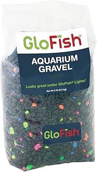 GloFish Aquarium Gravel, Fish Tank Gravel, Black With Fluorescent Accents, Compliments GloFish Tanks, 5 lb Bag