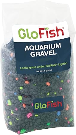 GloFish Aquarium Gravel, Fish Tank Gravel, Black With Fluorescent Accents, Compliments GloFish Tanks, 5 lb Bag