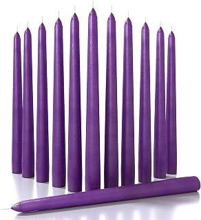 CANDWAX 12 inch Taper Candles Set of 12 - Dripless and Smokeless Candle - Slow Burning Candlesticks - Purple Candles