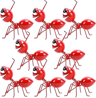 Metal Yard Art Garden Decor for Outside Cute Ants Yard Decorations Outdoor Lawn Ornaments Backyard Gifts for Mom - Set of 8(All Red)