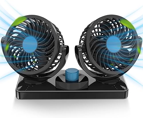 Ventilador eléctrico para carro Abovetek 12V DC,aspa rotable de 2velocidades con 9pies de cable, ventilador silencioso de fuerte tablero con doble