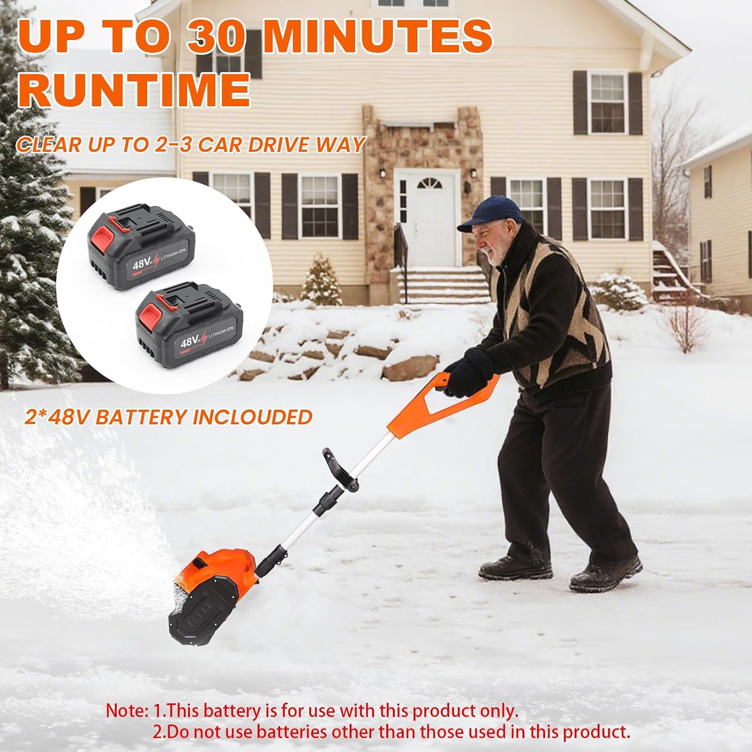 Removal Machine, Cordless Electric Snow Shovel Lightweight Push Designs Flurry Thrower for Easy Removal in Driveways & Yards
