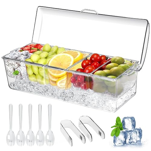 Ice Chilled Condiment Caddy with Lids
