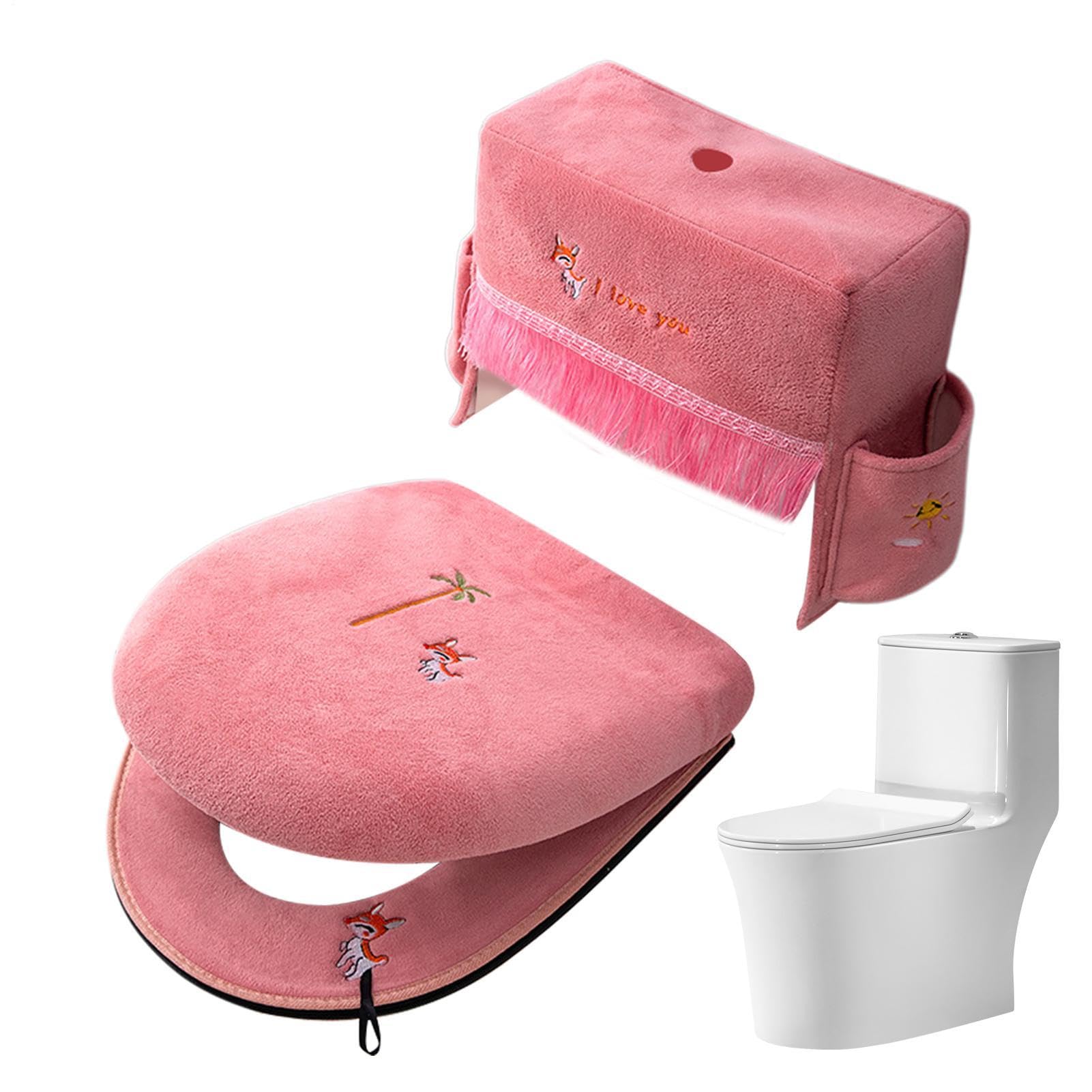 tapa inodoro 3 Piezas Alfombrilla Universal Suave y Cómoda con Cremallera | De Tapa WC Para Familia, Niños, Hotel, Hogar, Habitación, Temporadas,