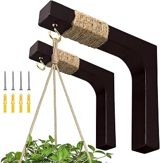 Micovay 2 Pack Plant Hanging Hook, Wooden Mounted Hanging Plant Hooks, Wall Hook Plant Baskets Indoor&Outdoor Decor, Plant Hangers Hook for Flower Bracket, Bird Feeder, Lanterns,Wind Chimes