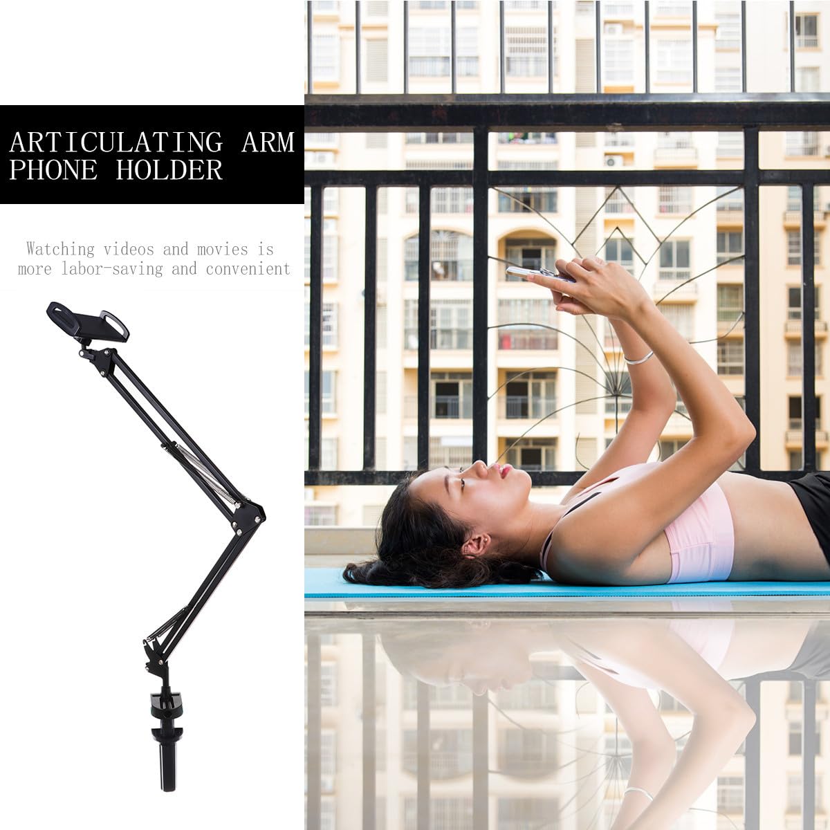 VANZACK Soporte para Teléfono Brazo Articulado de Hierro Negro