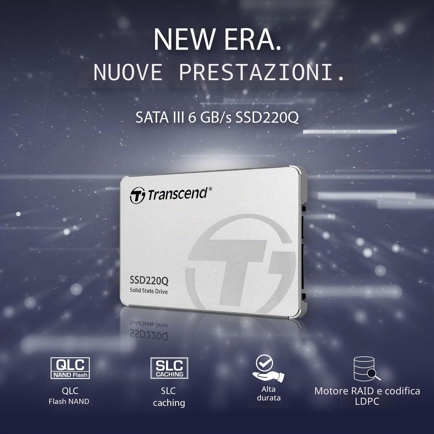 Transcend SSD Interno 500 GB SSD220Q 2.5” SATA III 6Gb/s TS500GSSD220Q