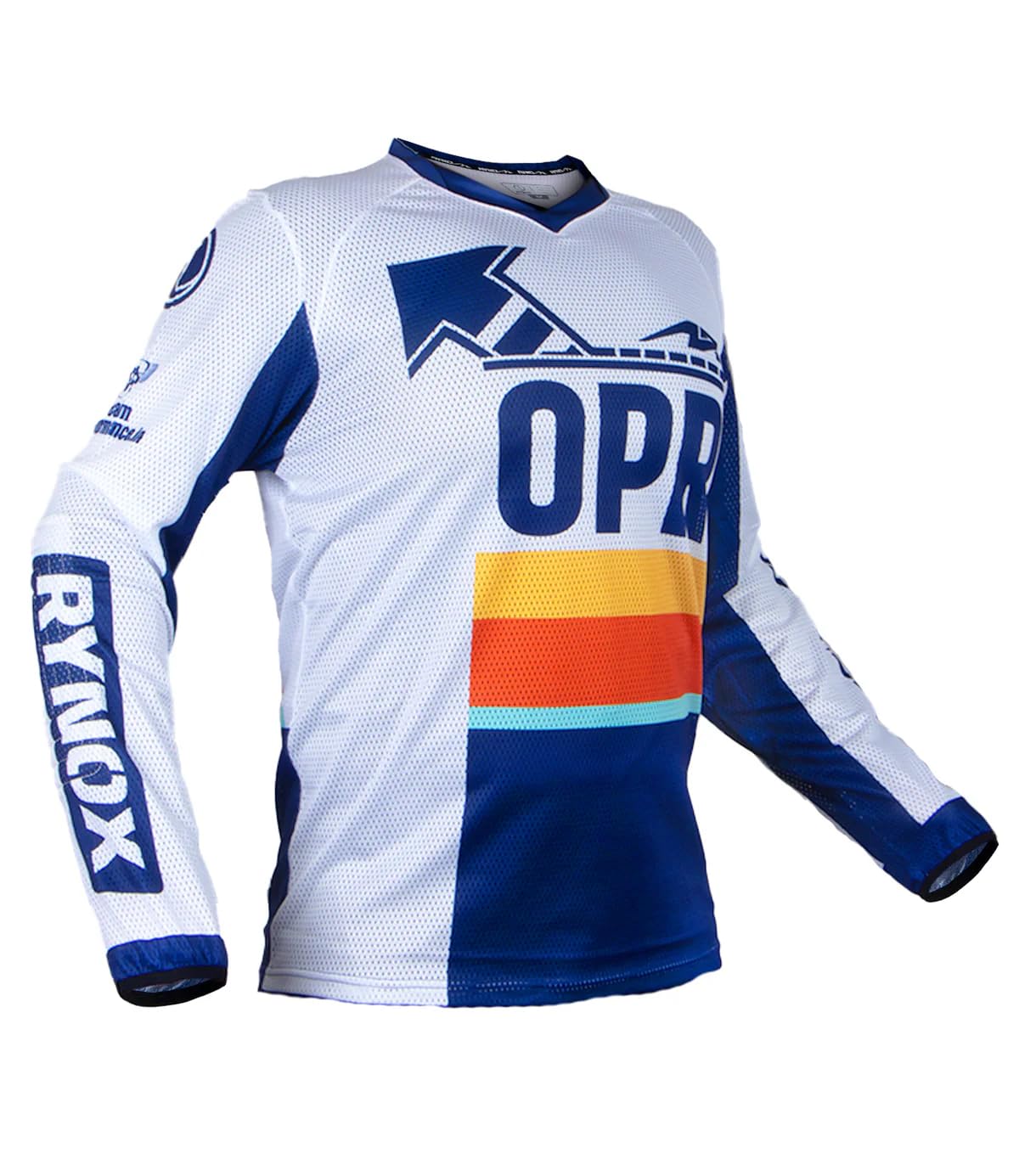 Rynox Ashish Raorane Rally Replica Jersey 2023 Edition | Mesh V-Shaped Collar Full Sleeve Motocross Jersey with Active Ventilation, White Blue, Medium-picture-31