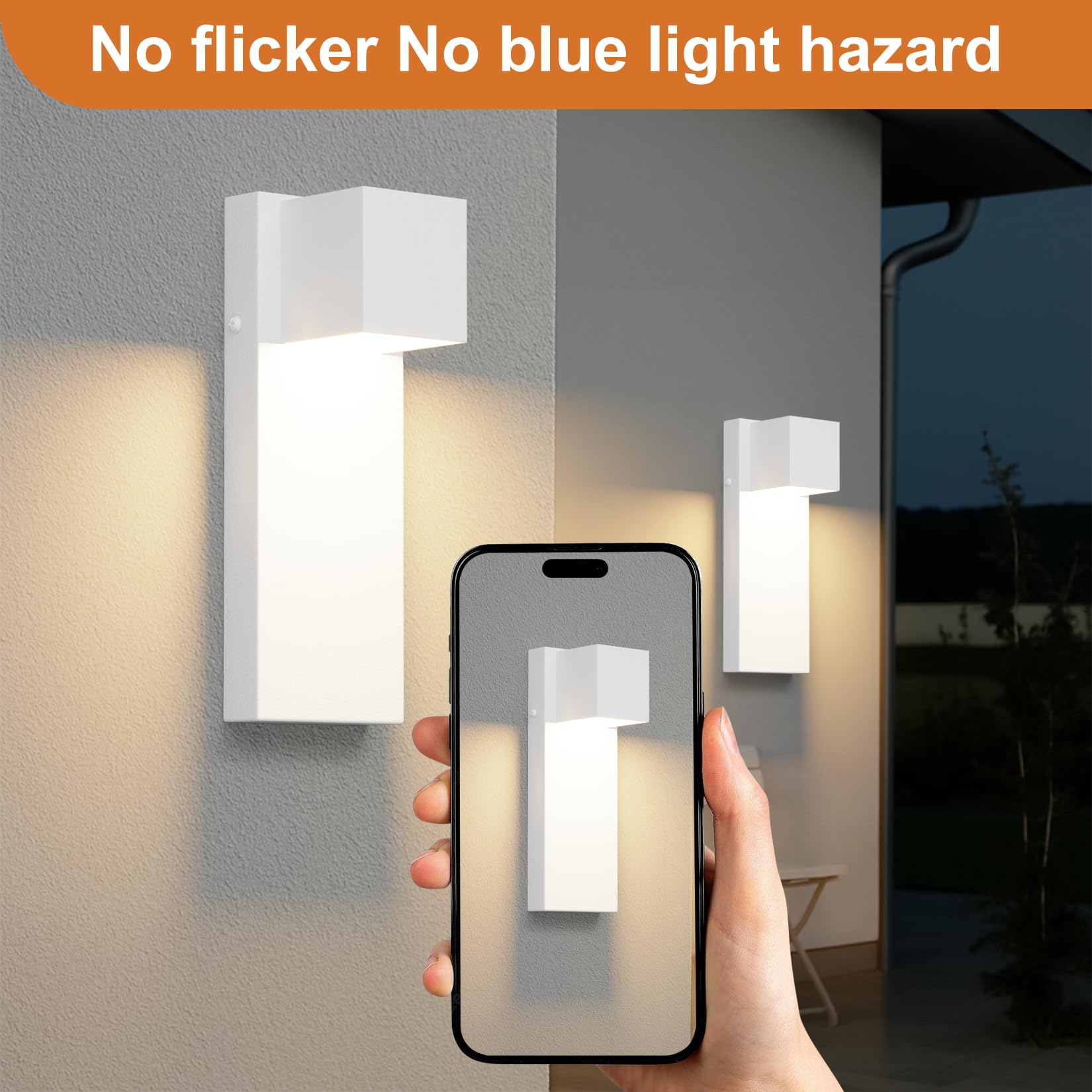 K-Bright LED applique da esterno 16W, 2 pezzi lampada da esterno 3000K bianco caldo IP65 impermeabile | applique in Acciaio Inossidabile per interni/esterni, balcone, giardino| Bianco