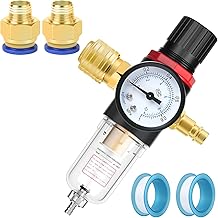 Pressure Regulator Compressed Air, 1/4 Inch Water Separator Compressed Air with Pressure Gauge, 1/4 Inch Air Filter Pressure Regulator, Compressed Air Regulator for Compressor Filter, Compressed