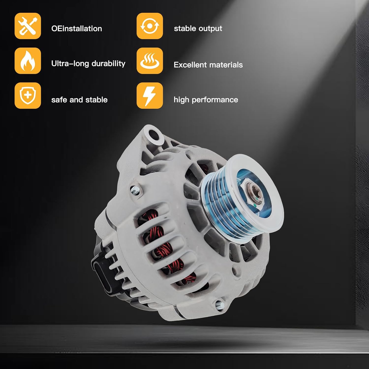 Automotive Alternator Fit for: Chevrolet/Chevy, Cadillac, GMC Vehicle Models, 4.3L 4.8L 5.0L 5.3L 5.7L 6.0L 6.5L 6.6L 8.1L, 12V 105A CW 6-Groove Pulley