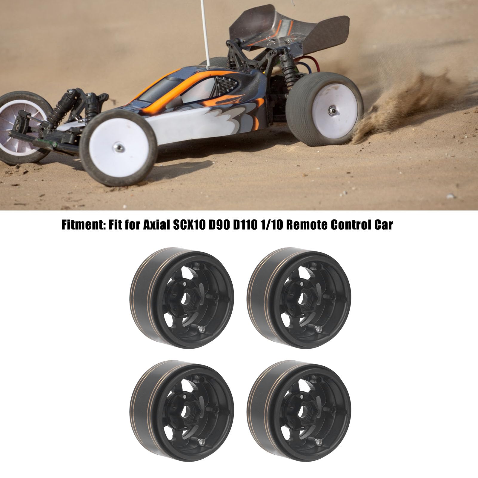 4 Pièces RC Beadlock Jante de Roue Moyeu en Laiton pondéré Pièce de Voiture RC pour SCX10 D90 D110 1/10 Voiture Télécommandée