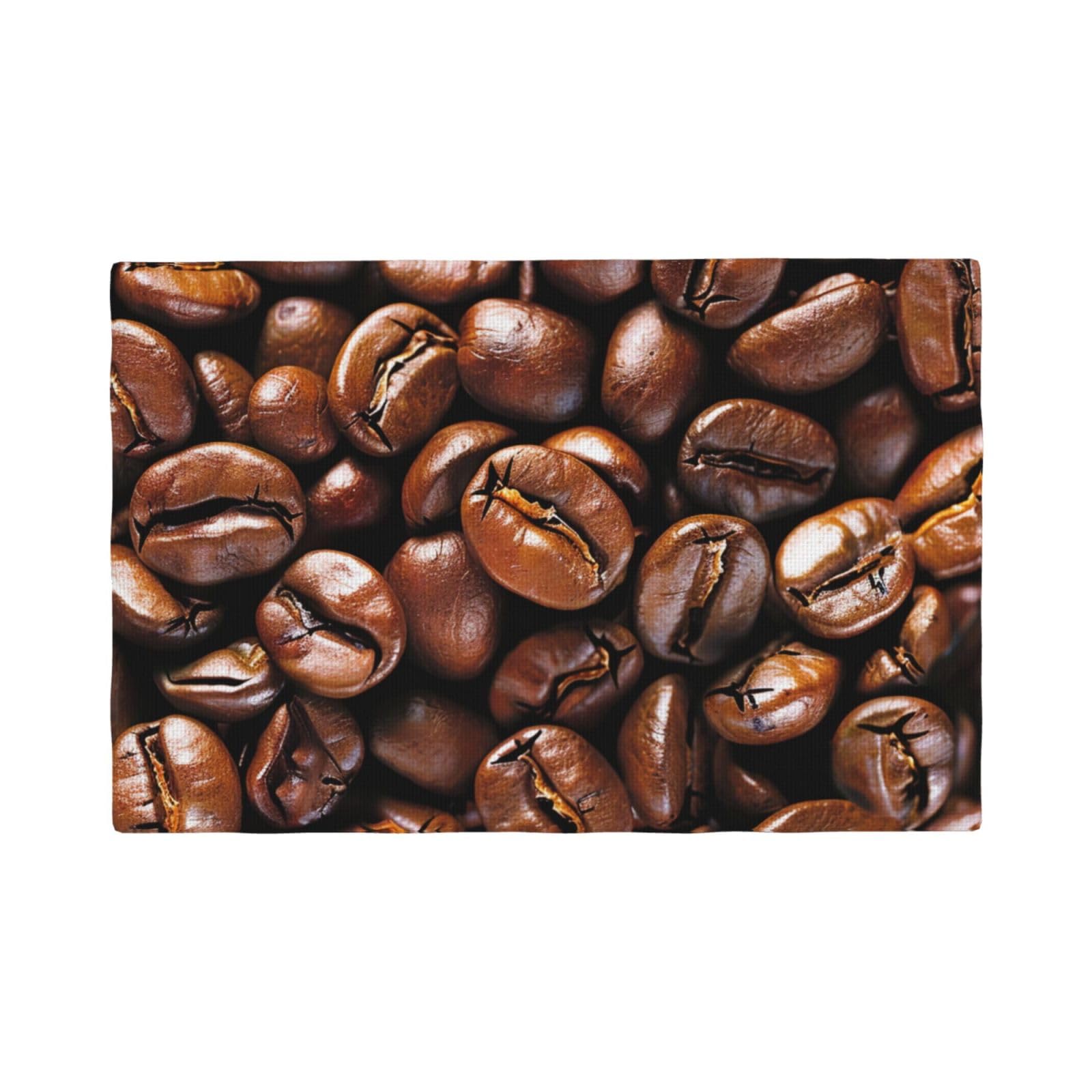 Funny Roasted Coffee Beans Print Placemats Set, Heat Resistant Washable Placemat 12x18in Table Mats for Party Kitchen Dining Table Decoration Indoor Outdoor, Six Piece