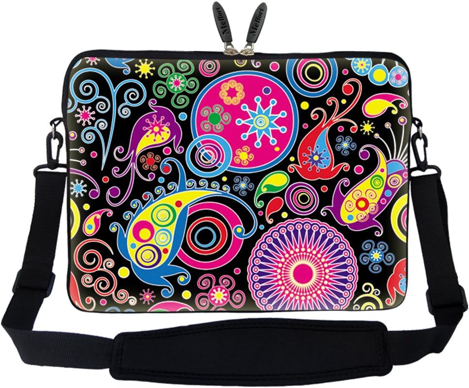 Meffort Inc® 15 15.6 inch Neoprene Laptop Sleeve Bag Carrying Case with Hidden Handle and Adjustable Shoulder Strap - Arts Design