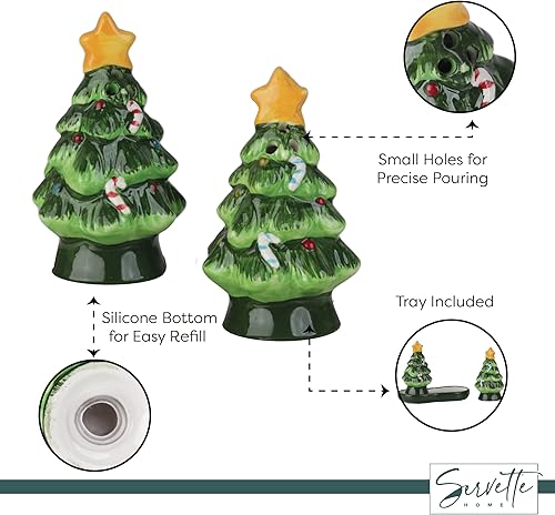 Miniatura 3 de Juego de salero y pimentero navideño - Muñeco de nieve y Papá Noel (árboles de Navidad con soporte)