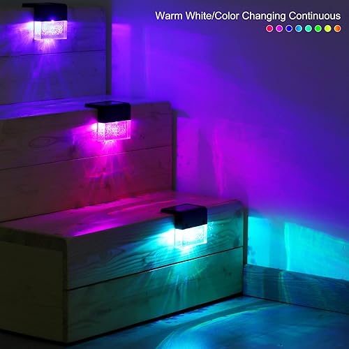 Miniatura 3 de DenicMic Luces solares de cubierta para exteriores, luces solares para escalón, barandilla, pared, lado de la piscina, LED impermeable blanco cálido