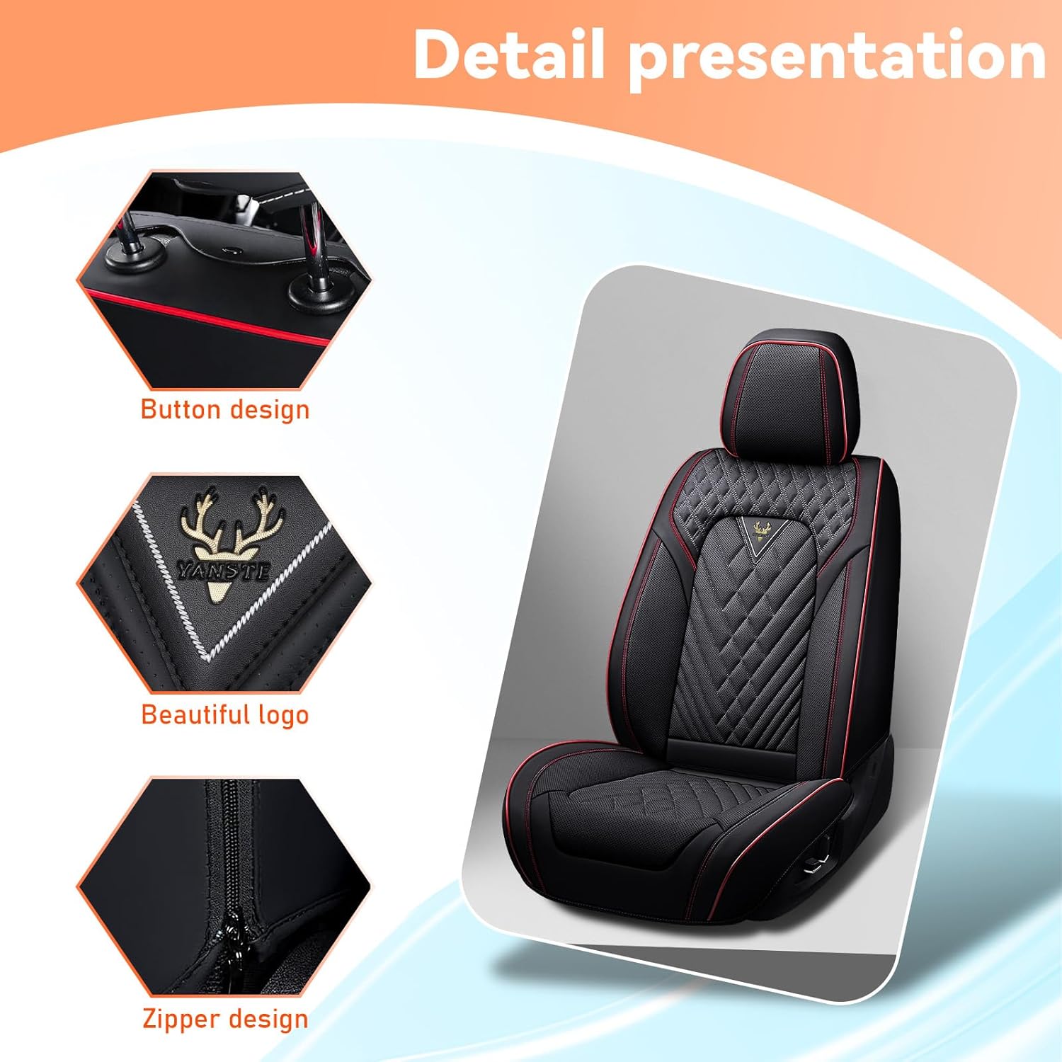 Car Seat Covers Fit for KIA Optima 2005-2020,2 Seat Comfort Non-Slip Seat Cover Airbag Compatible,Waterproof Leather Seat Covers(Standard 2 Seat,Black Red)