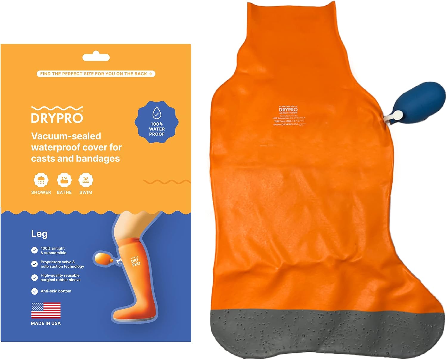DryCorp DRYPRO Waterproof Leg Cast Cover - Sized for both Kids and Adults - Ideal for the Bath Shower or Swimming - Large Half Leg – (HL-15)