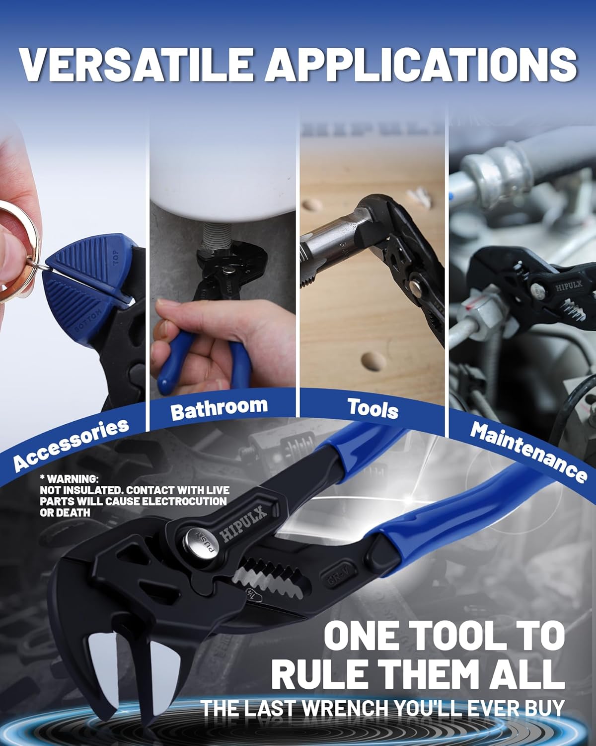 7-Inch Pliers Wrench with 2 Protective Covers - Professional Grade CRV Steel Adjustable Parallel Jaw Wrench with One-Click Resizing, Storage Pouch for All Types of Nuts, Water Pipes, etc