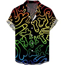 Mens Hawaiian Shirts Polyester Short Sleeve Loose Fit Shirt Button Down Casual Summer Beach Vacation Shirts Roll Up Sleeved Regular Fit Fashion Graphic Printed Holiday Clothing Tops S-3XL