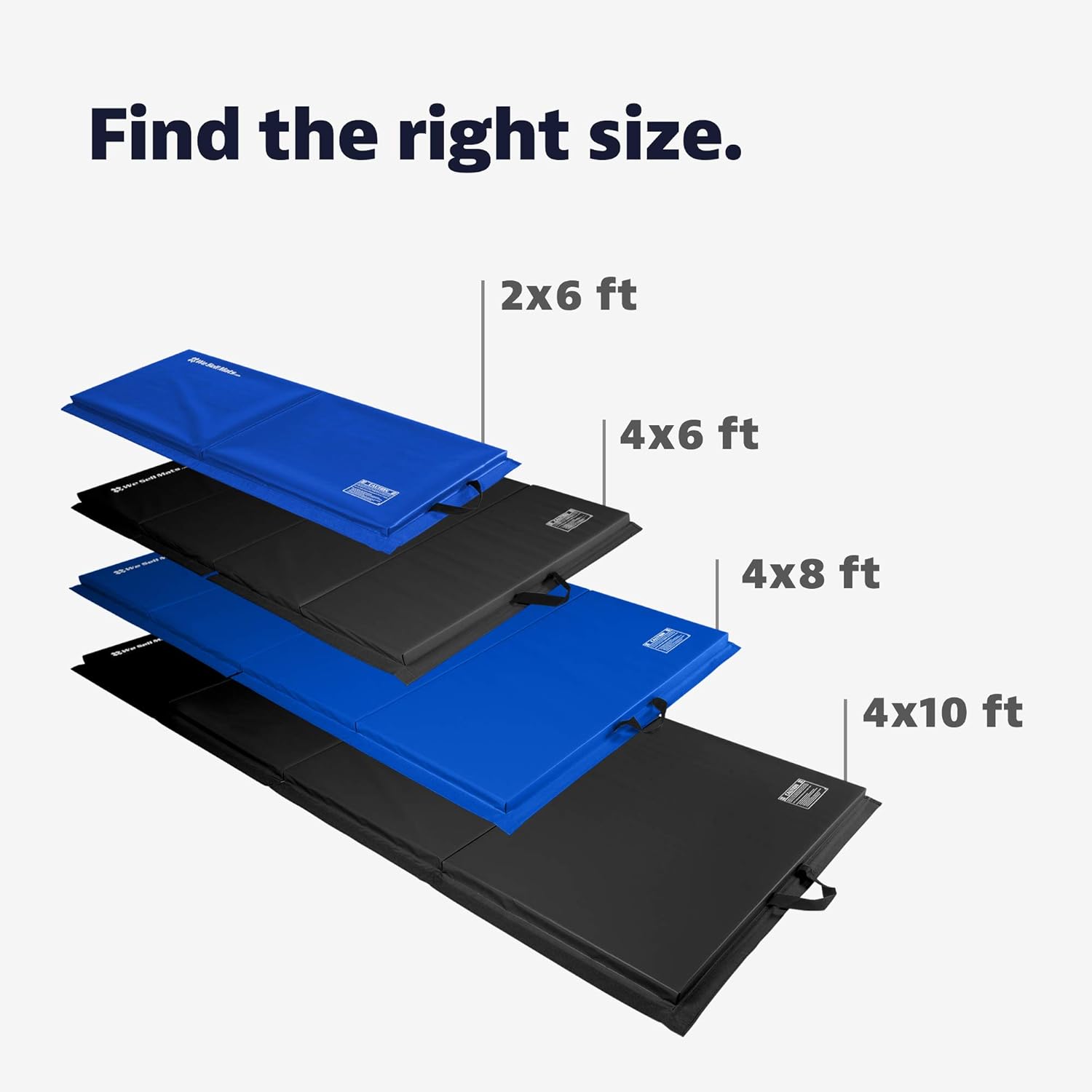 We Sell Mats 2 ft x 6 ft x 2 in Fitness & Exercise Mat, Portable with Hook & Loop Fasteners, Lightweight and Folds for Carrying