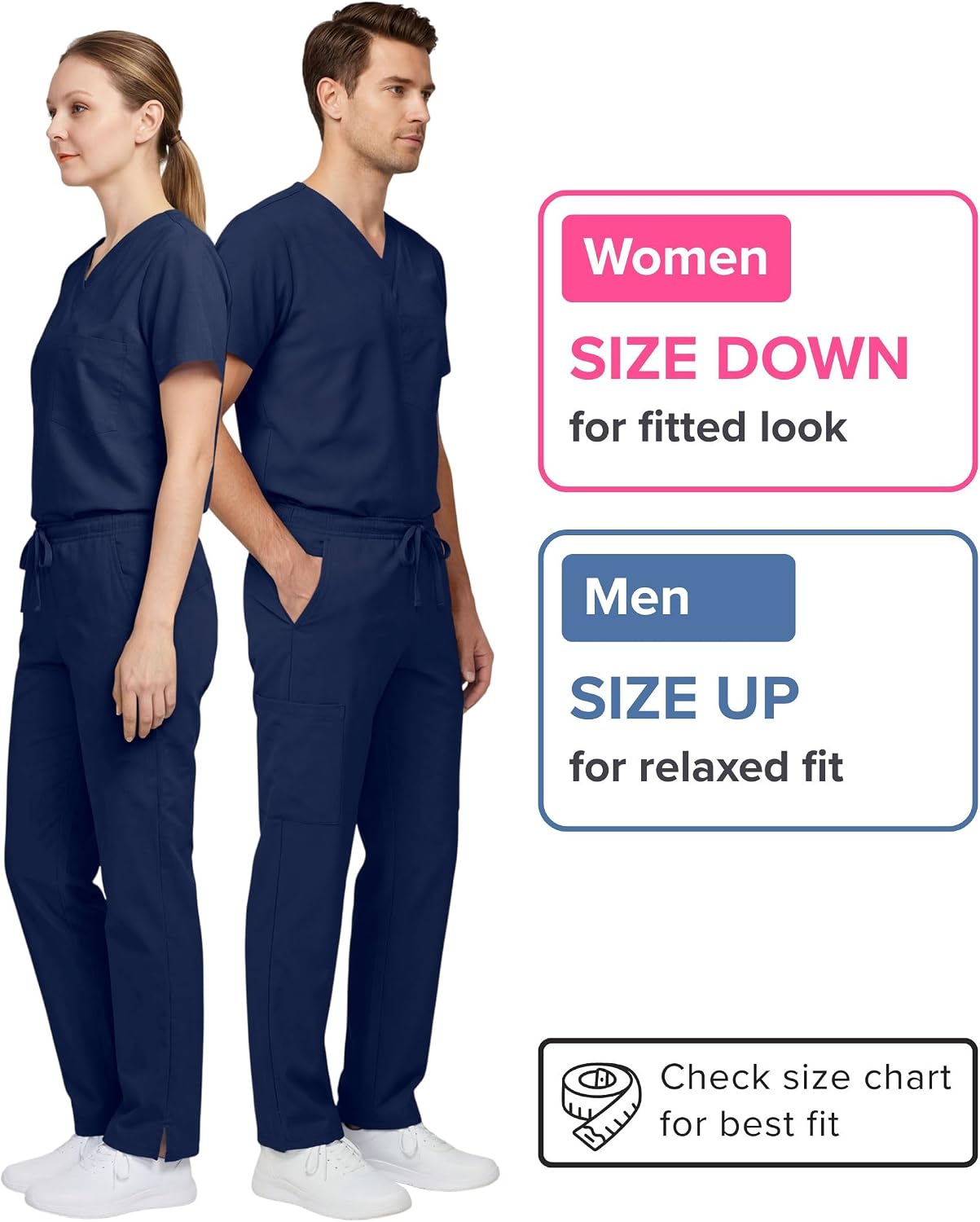 AllHeart Scrub Sets for Men & Women – Unisex Scrub Tops & Scrub Pants, Medical V-Neck Nursing Uniform with 6 Pockets