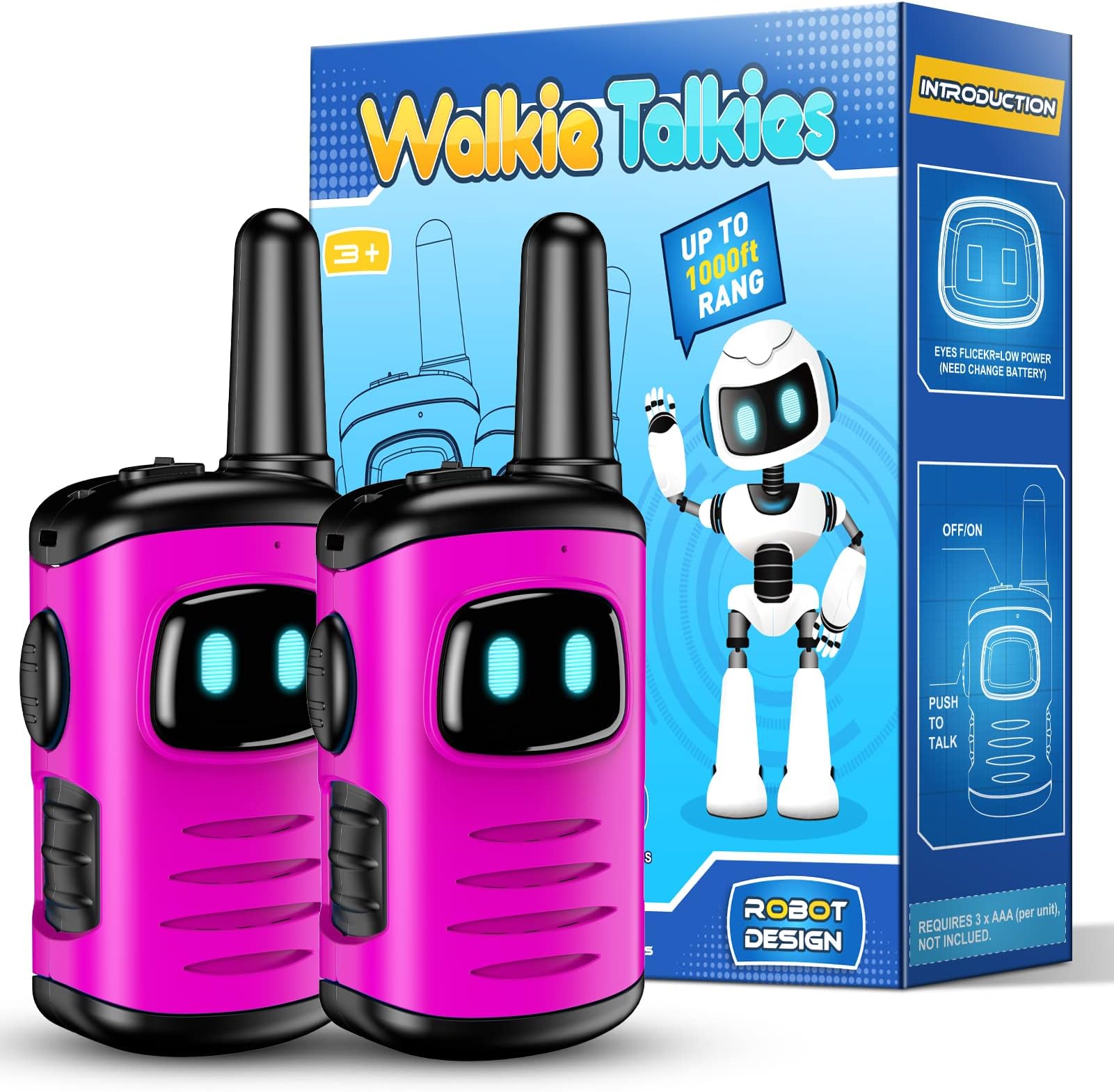 EUTOYZ Walkie Talkie - 4 to 8 Year Old Girls' Toys, Pink, 5-9 Kids' Walkie Talkies, Outdoor Spy Game Toys