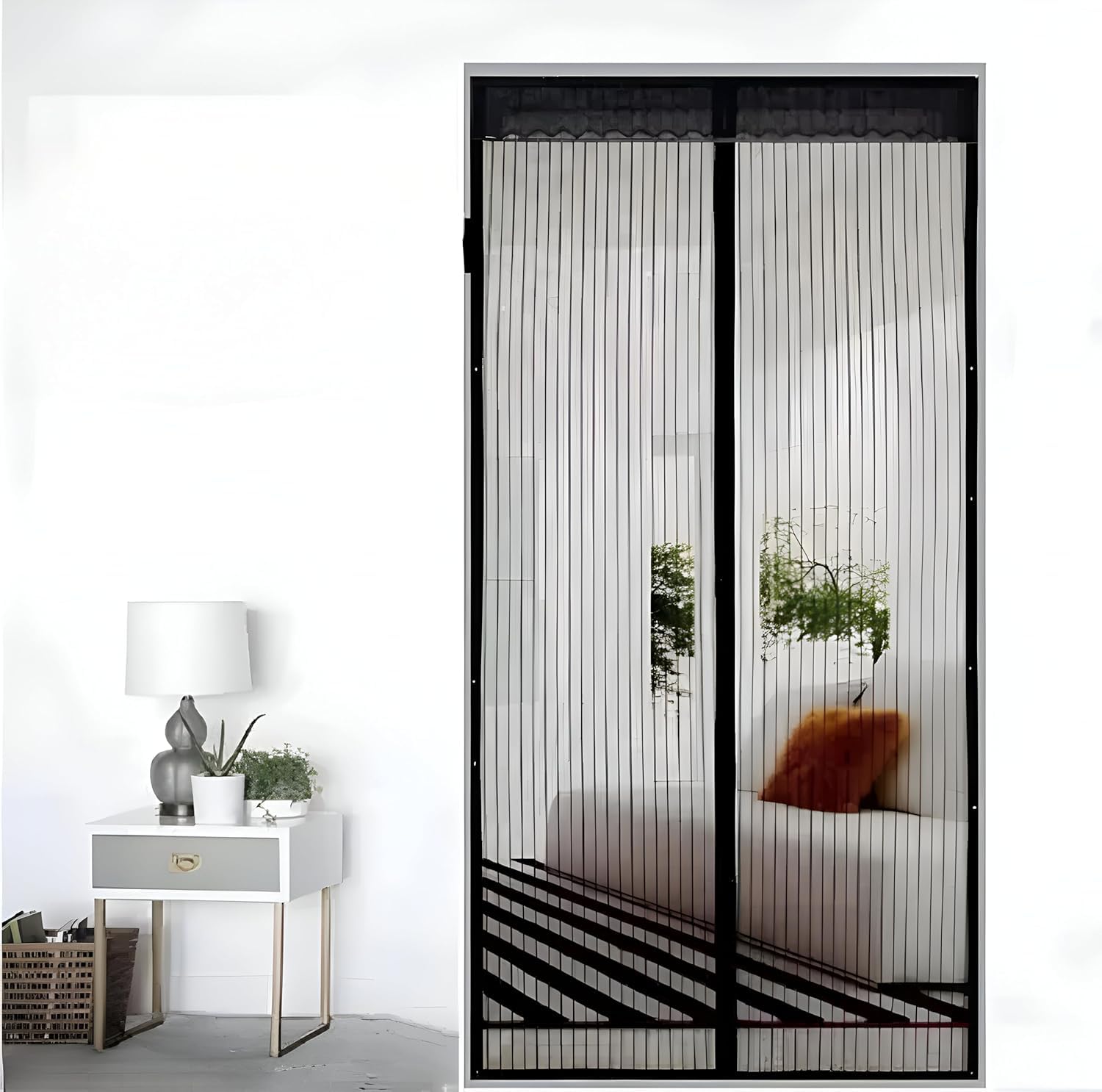 Magnetic Mosquito Net Curtain for Doors with Magnet Auto-Closing Insect Screen to Keep Bugs Out Polyester Door Mesh for Balcony Living Room (Black, 200CM X 100CM)-image-41