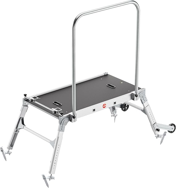 Hailo LP Outdoor Platform Ladder Adjustable Height Step Ladder with Safety Rail, Non-Slip Platform, Four-Point Stability, Aluminum Frame for Gardening, Tree Pruning, Landscaping Work