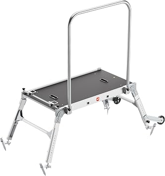 Hailo LP Outdoor Platform Ladder Adjustable Height Step Ladder with Safety Rail, Non-Slip Platform, Four-Point Stability, Aluminum Frame for Gardening, Tree Pruning, Landscaping Work