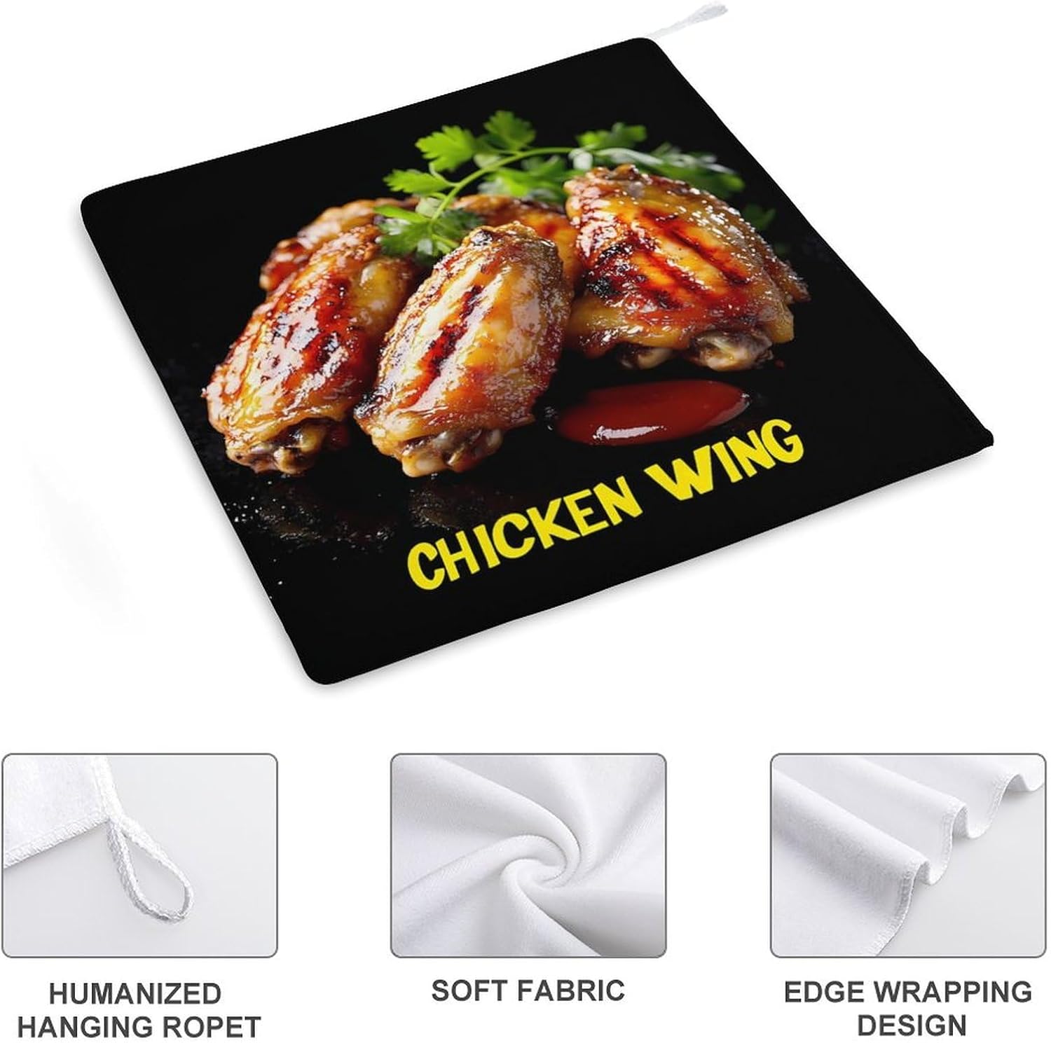 Funny Chicken Wing Towel Hand Towels Decorative Towel for Bathroom Kitchen Shower Gym 4PCS