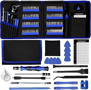 142Pcs Precision Screwdriver Set for Electronics–Multi-Bit Repair Tool Kit for iPhone,MacBook,Laptop,Tablet,PS4,Xbox,Nintendo|Magnetic Mat,ESD Tweezers,Suction Cup&Spudger|Comes with Repair Tool Bag