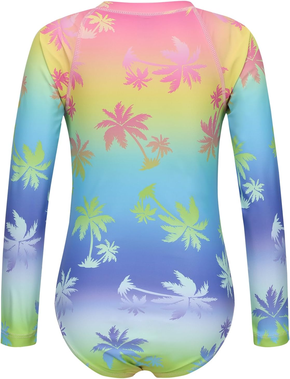 Aisyee Girls One Piece Swimsuits Long Sleeve Rash Guard Kids Hawaiian Bathing Suit UPF 50+ Swim Shirts 3-16 Years