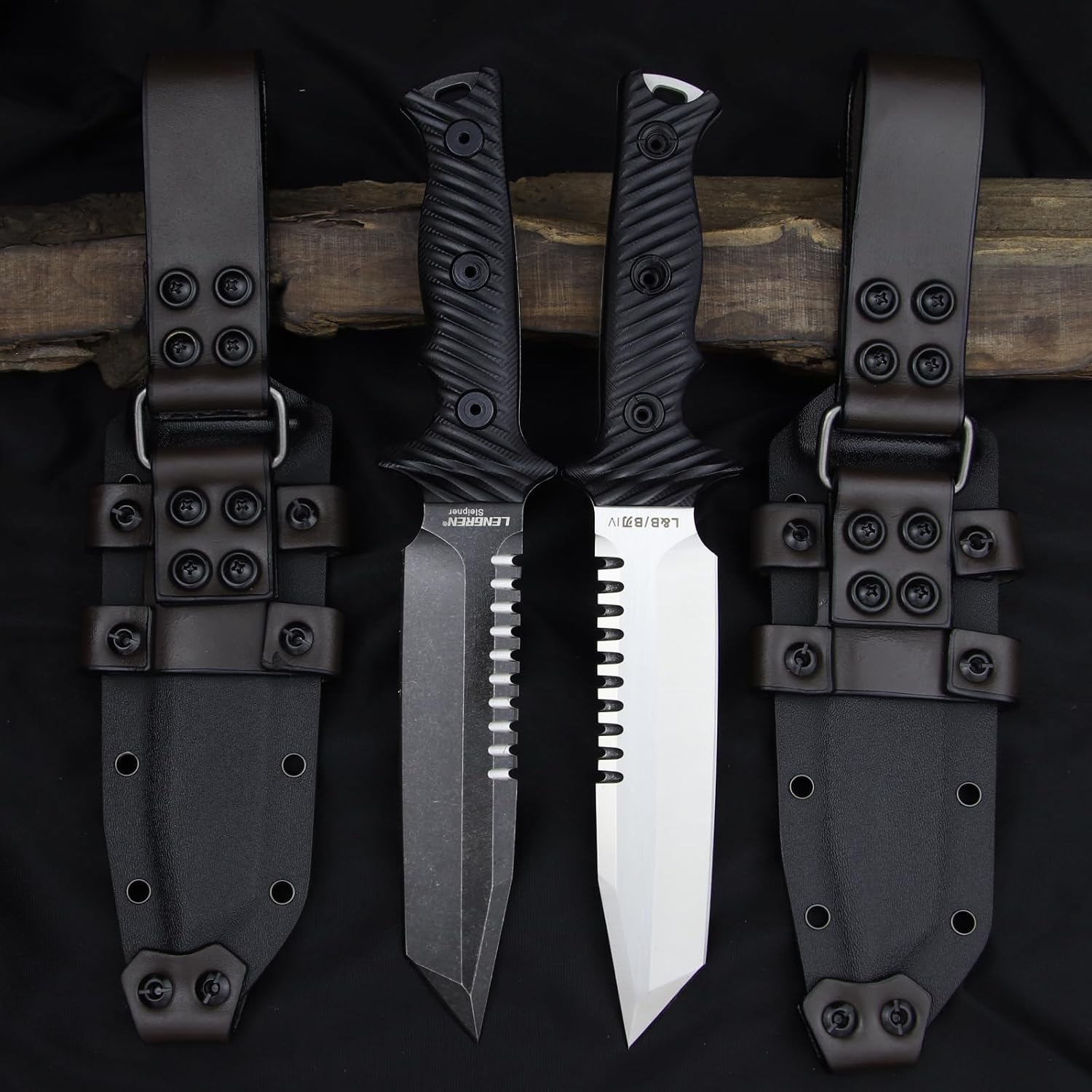 Tactical 11.5 Inches Full Tang Jungle Primitive Tanto Fixed Blade,Sharp Dorsal Tooth and Camping Survival Knife,Sleipner Steel G10 Handle,Kydex Sheath (Black)