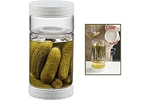 LANDNEOO Olive and Pickle Strainer Jar: 36oz Airtight Pickle & Kimchi Container with Flip-top Strainer