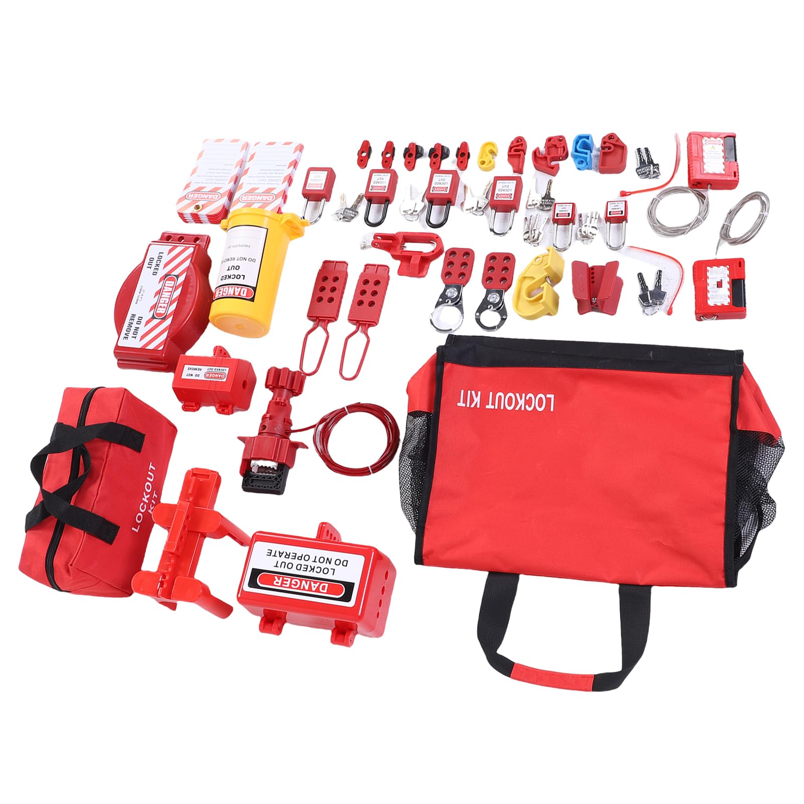 Kit de Etiquetado de Bloqueo Seguridad Eléctrica LOTO con 3 Cerrojos de Bloqueo Cerraduras de Disyuntor, Candados Termoplásticos No Conductores para Industrial Mecánico