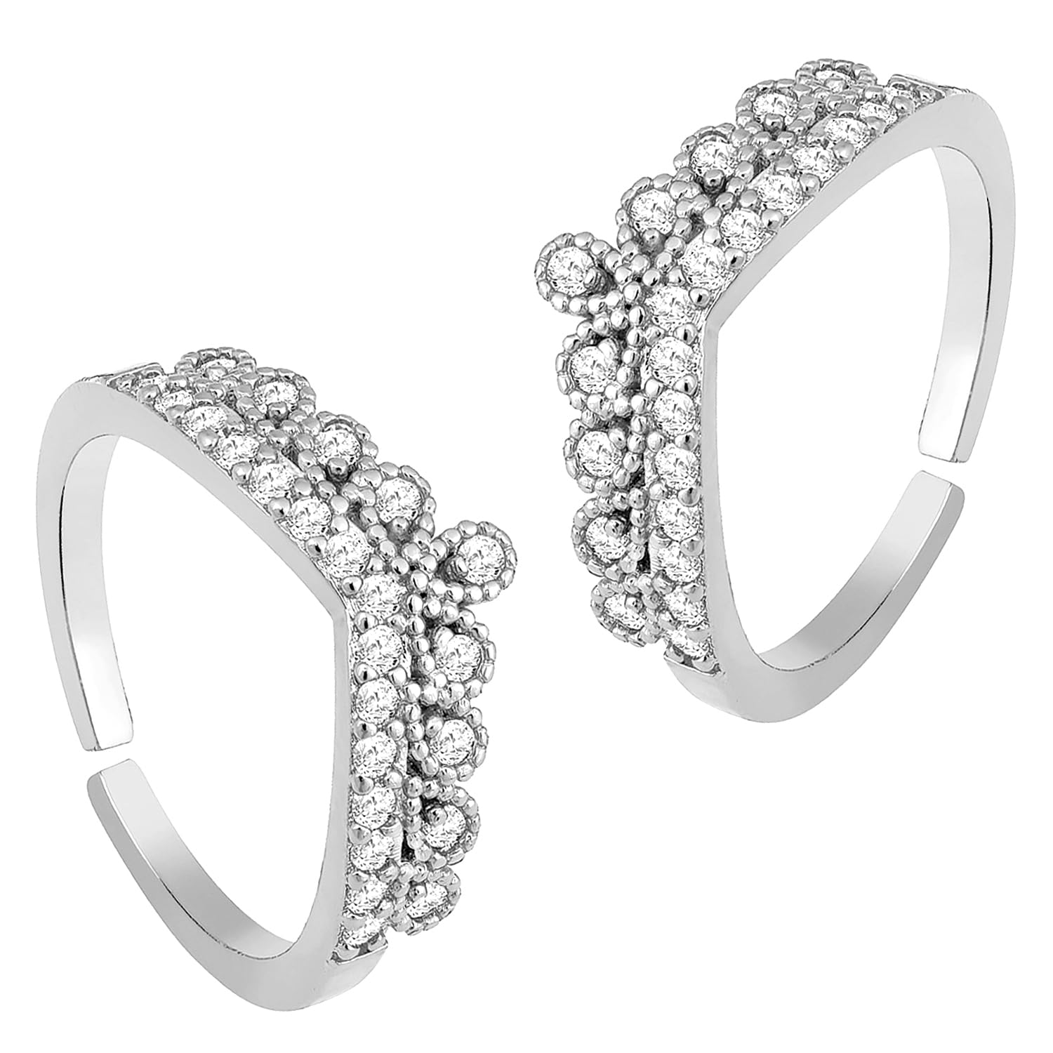 Rani Pink Green Cubic Zirconia Studded Fancy Toe Ring Adjustable Gold Plated Bichiya Fashion Jewellery-image-40
