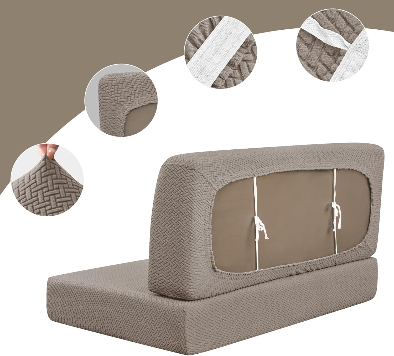 QINU KEONU RV Dinette Cushions Covers RV Dinette Seat Covers RV Booth Seat Cover Loveseat Sofa Slipcover for RV Camper Car Bench 1 Backrest Cover and 1 Bench Cover (1-Taupe)