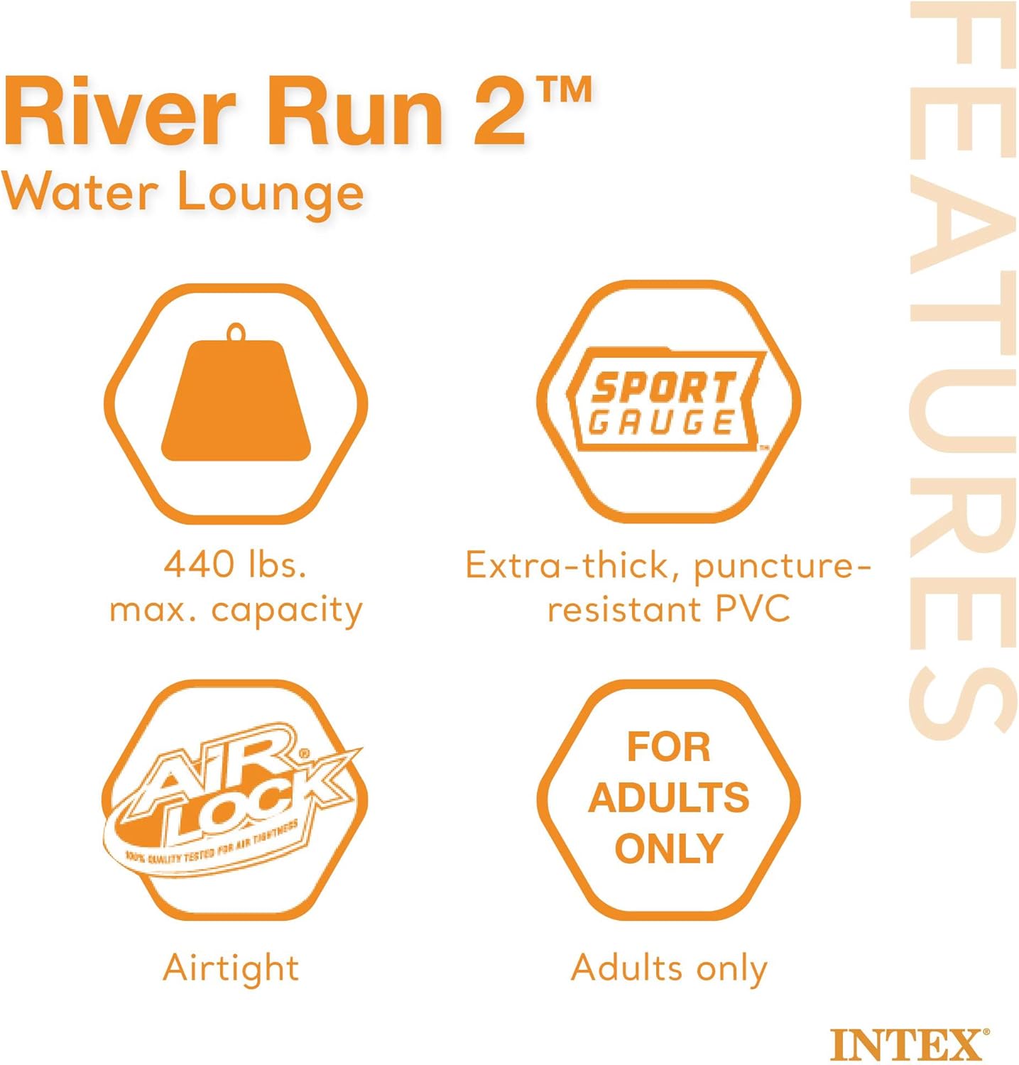 INTEX River Run Connect 1 Person Inflatable Water Raft (2 Pack) Bundled with River Run II 2 Person Inflatable Floating Lounge with Cooler