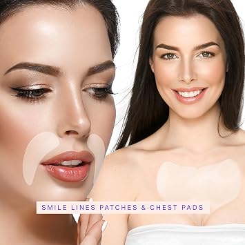 BLUMBODY Chest Wrinkle Patches (2 Pack) and Smile Line Patches Bundle