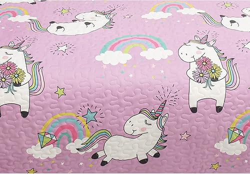 Miniatura 2 de Safdie & Co. Juego de edredón de 3 piezas, unicornio doblequeen