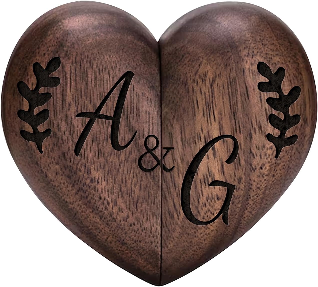 WOODBESTS Personalized Wedding Ring Box with Name, Double Slot Wooden Ring Boxes, Engagement Ring Box | Proposal Ring Boxes for Ceremony, Romantic Custom Wedding Gift for Wife Husband