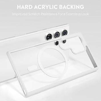 Babilden Samsung için Kılıf Kamera Korumalı Magsafe Wireless Şarj Özellikli Şeffaf Renkli Kılıf (Beyaz, Samsung Galaxy S25 Ultra)