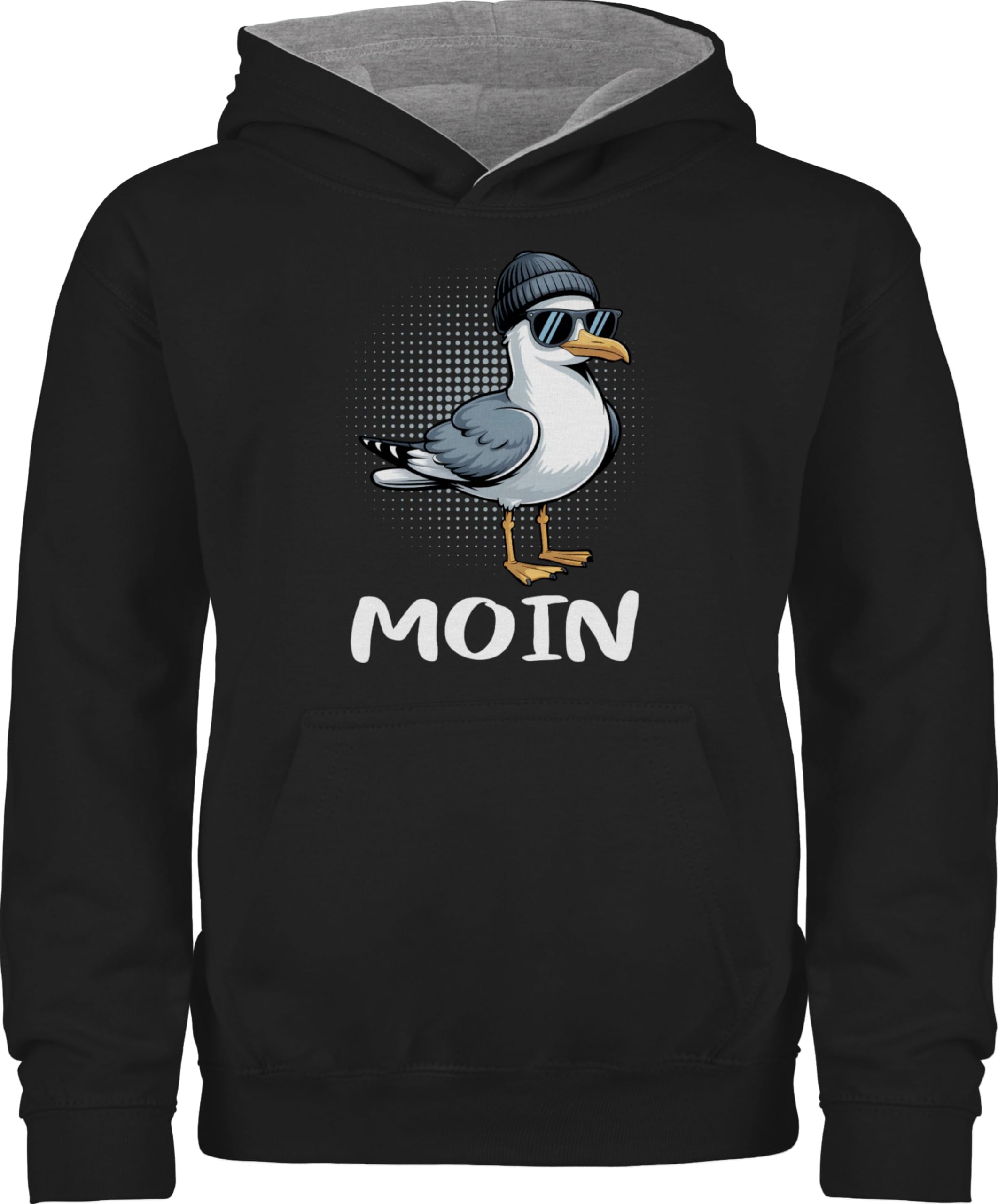 Shirtracer - Pullover Kinder Hoodie Jungen Mädchen - Moin Geschenk Coole Möwe I Moinsen Geschenkidee maritim I Ostsee I Nordsee I Moinzen